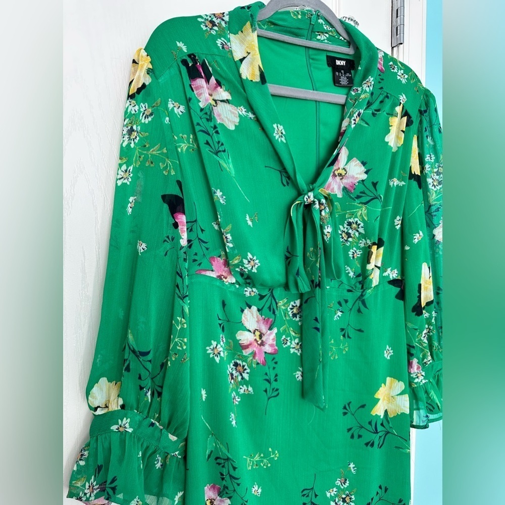 DKNY green floral dress, size 14, excellent condition